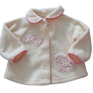 Button Front Pajama Shirt‎ Girls Size 3-6M Yellow Long Sleeve Cat Heart Collared
